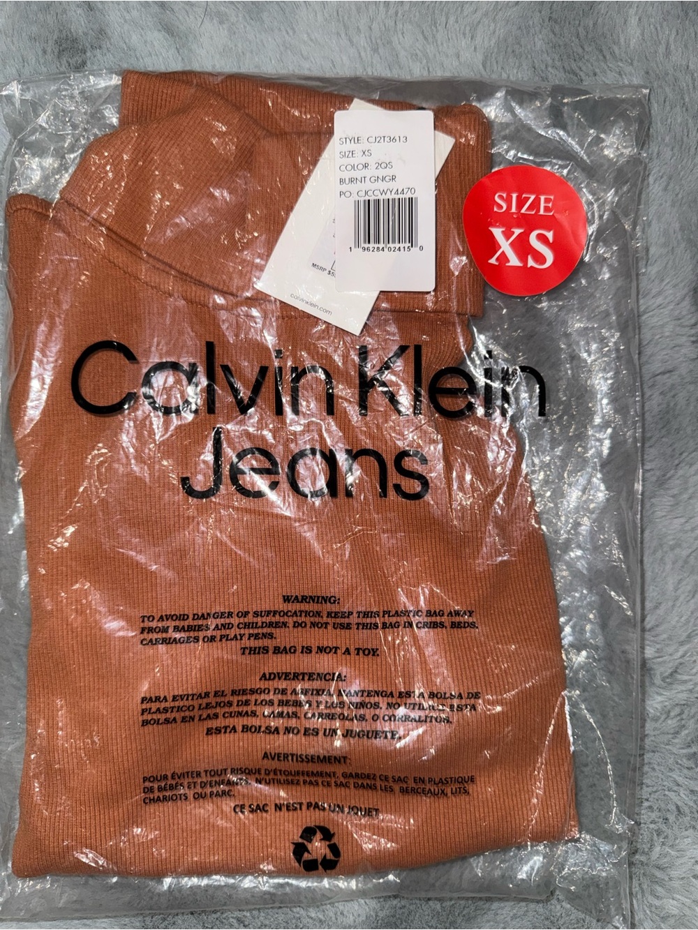 Calvin Klein Women’s Burnt Orange Ribbed Top